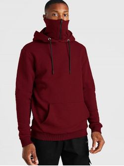 Pullover Zip Design Fleece Hoodie - RED - M