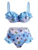 Tiered Ruffle Butterfly Print Tie Dye Underwire High Waisted Bikini Swimwear -  