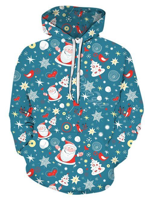 

Christmas Printed Front Pocket Hoodie, Multi