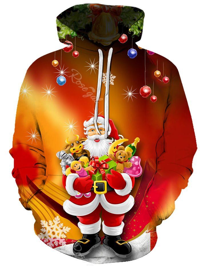 

Christmas Santa Claus Front Pocket Hoodie, Multi