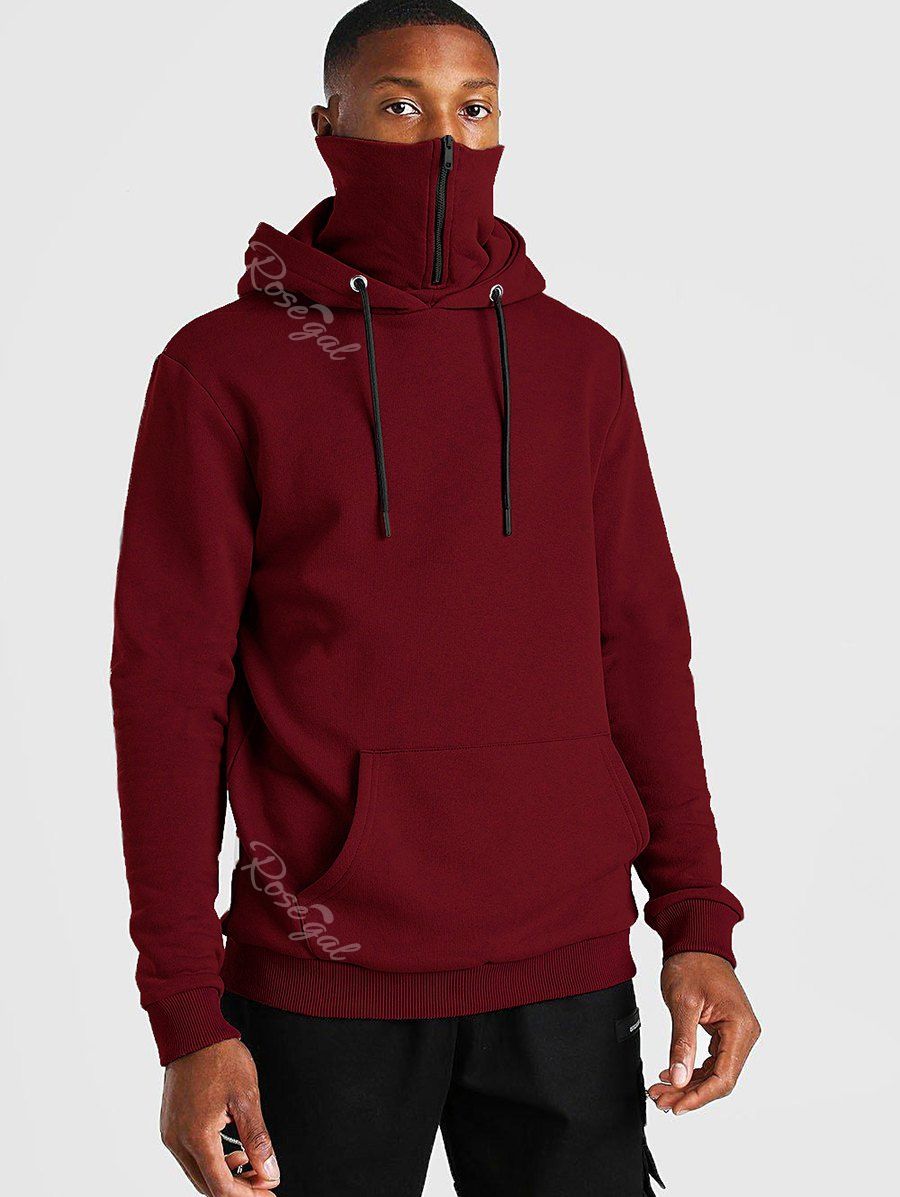 

Pullover Zip Design Fleece Hoodie, Red