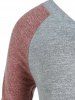 T-shirt Tunique Bicolore à Manches Longues Raglan de Grande Taille - Gris Foncé L