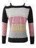 Plus Size Colorblock Cutout Sweater -  