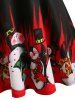 Robe de Noël à Imprimé Bonhomme de Neige Anneau en O de Grande Taille - Noir L