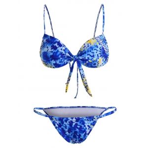 

Tied Tie Dye Tanga Bikini Swimwear, Deep blue