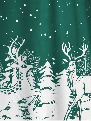 Plus Size Christmas Bicolor Elk Snowflake Print Dress