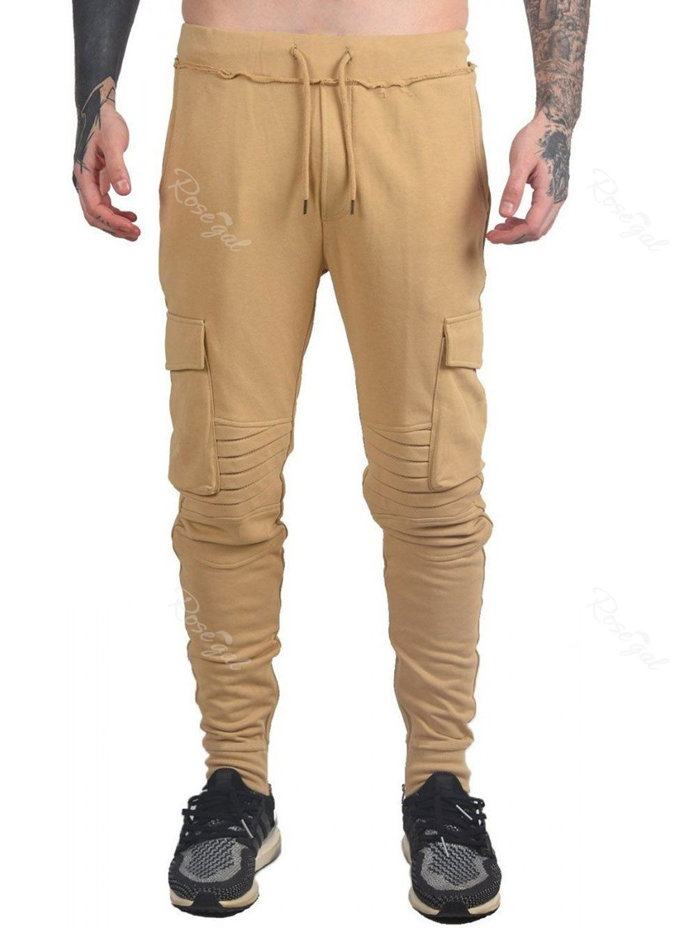 

Drawstring Ruched Tapered Sports Pants, Khaki