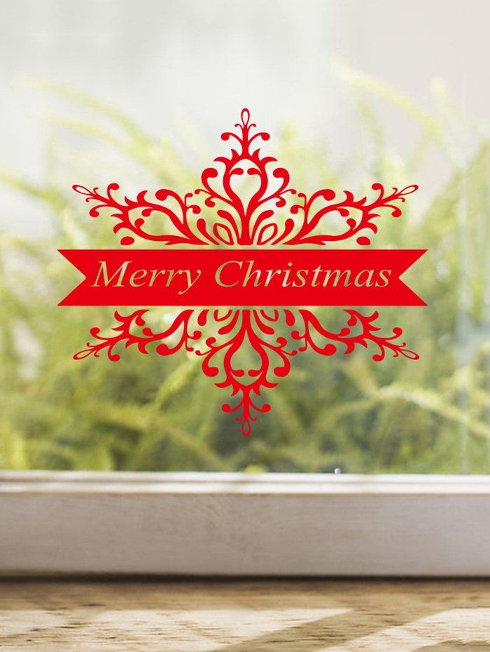 

Merry Christmas Print Decorative Wall Art Stickers, Red