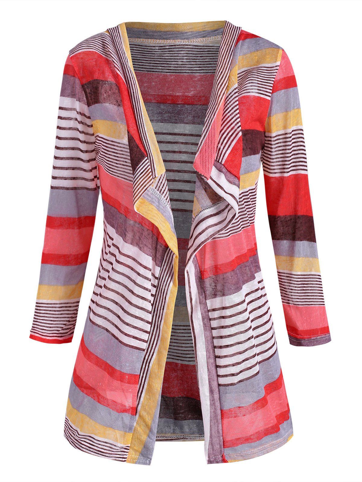 

Mixed Stripes Open Front Cardigan, Multi