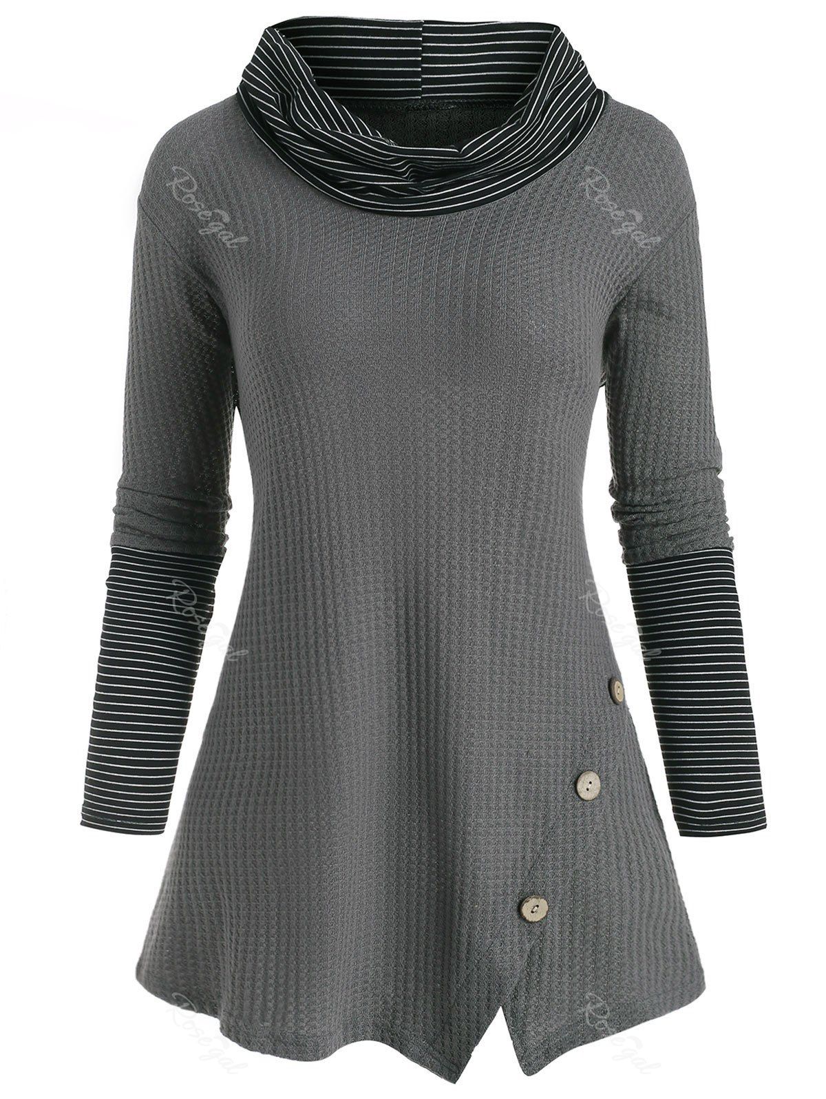 Outfits Striped Cowl Neck Tunic Knitwear  