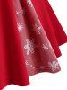 T-shirt Flocon de Neige de Noël en Maille Insérée de Grande Taille avec Nœud Papillon - Rouge 4X