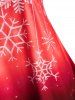Plus Size Christmas Snowflake Lace Panel Long Sleeve Tee -  