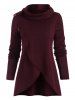 Overlap Front Cowl Neck Solid Knitwear -  