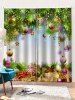 2 Panels Christmas Balls Gifts Print Window Curtains -  