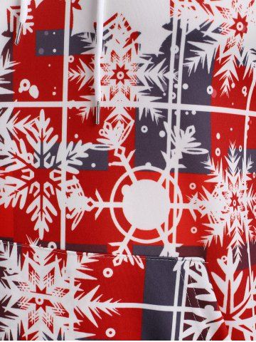

Christmas Snowflake Plaid Print Pullover Hoodie, White