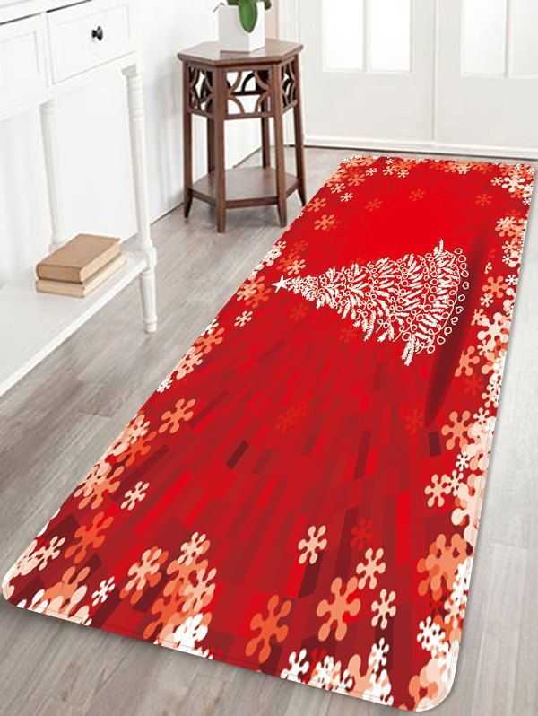 

Christmas Tree Print Home Decoration Floor Mat, Red