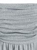 Plus Size Ruched Hanky Hem Print Long Sleeve Knit Tee -  