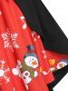Plus Size Christmas Snowflake Snowman Dress with Long Waistcoat Set -  