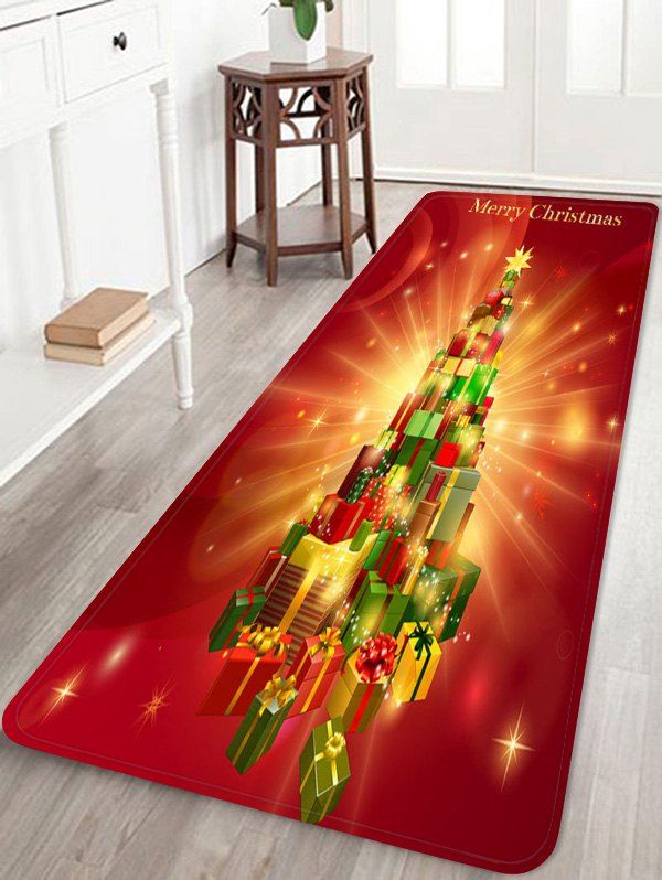 

Gifts Christmas Tree Print Home Floor Mat, Bean red