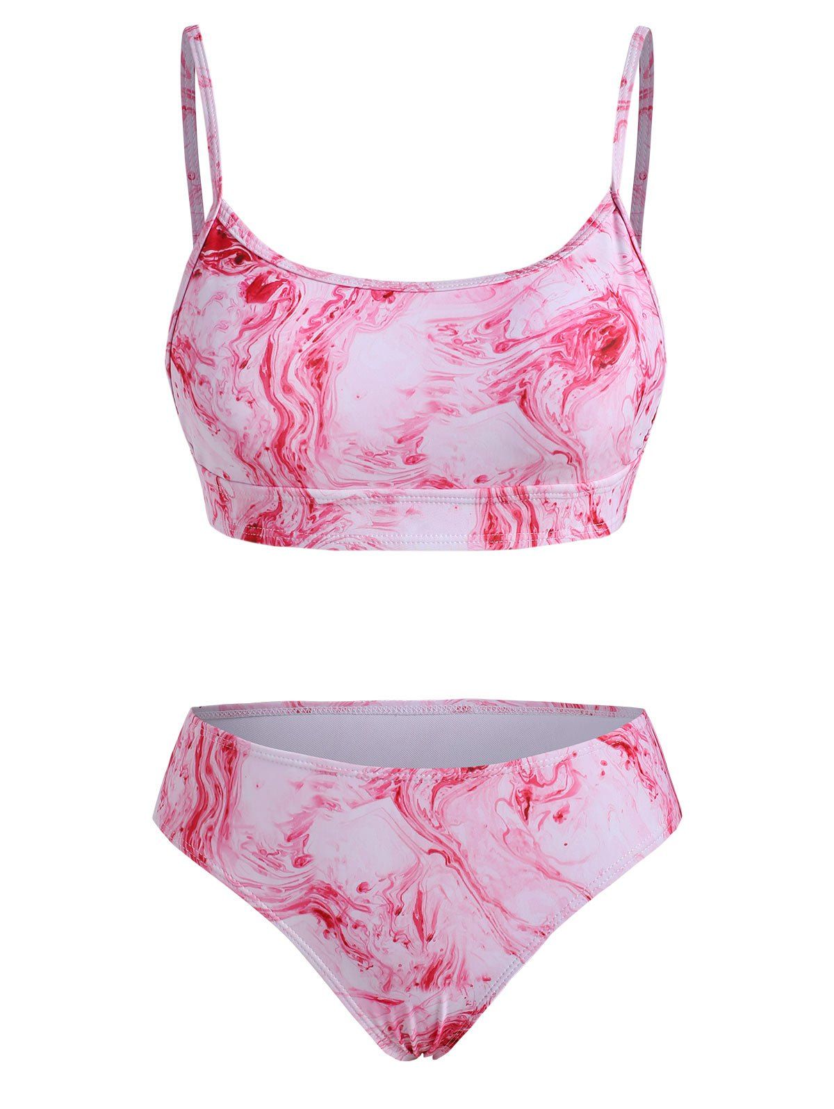 

Tie Dye Full Coverage Cami Tank Bikini Swimwear, Light pink