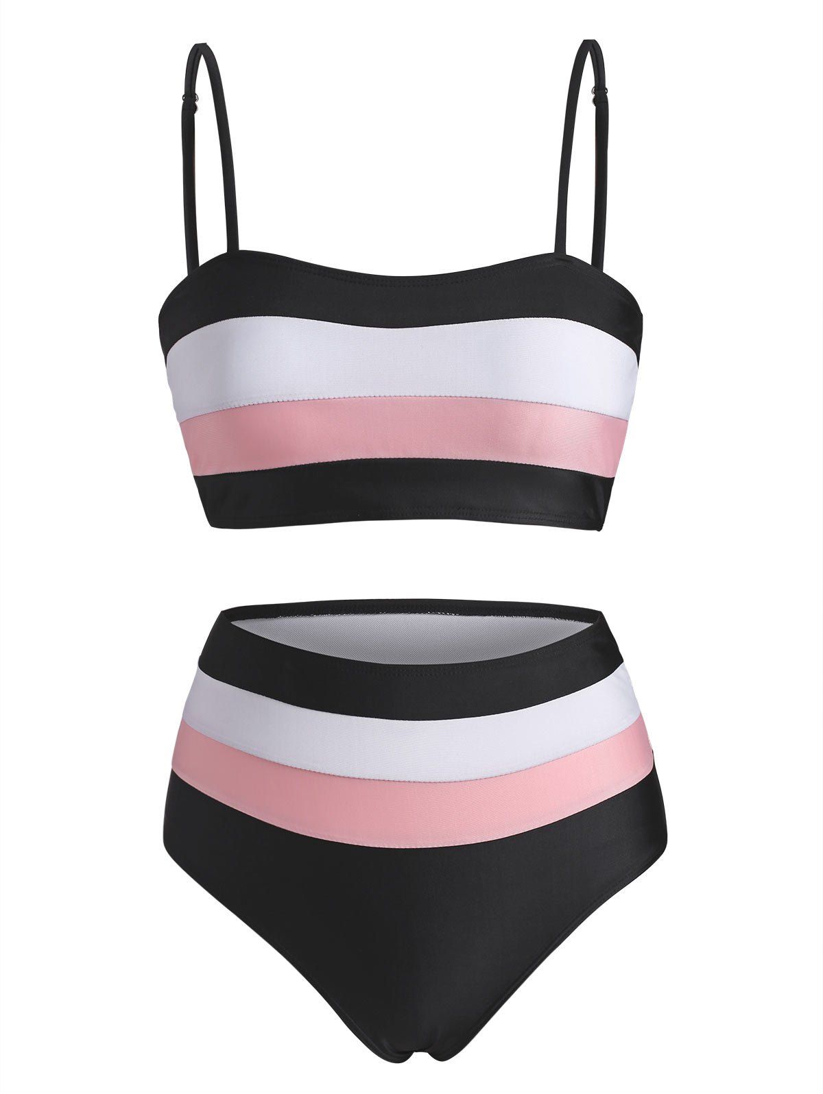 

Striped Colorblock High Rise Bikini Swimwear, Multi