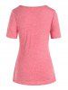 T-shirt Boutonné Bicolore Drapé Grande Taille à Volants - Rose Flamant 1X