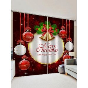 

2 Panels Christmas Bell Letters Print Window Curtains, Multi