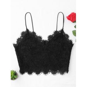 

Plus Size Lace Eyelash Cami Bralette, Black