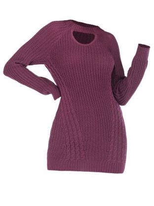 Cutout Cable Knit Raglan Sleeve Sweater