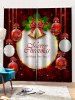 2 Panels Christmas Bell Letters Print Window Curtains -  