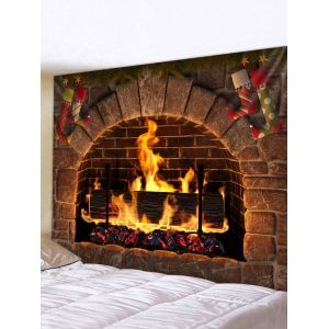 

Christmas Fireplace Stockings Print Tapestry Wall Hanging Art Decoration, Multi