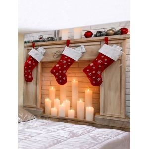 

Christmas Stockings Candle Print Waterproof Tapestry Wall Hanging Art Decoration, Multi