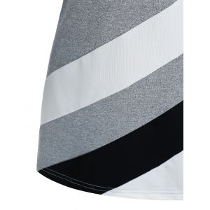 

Casual Colorblock Oblique Striped T Shirt, Light gray
