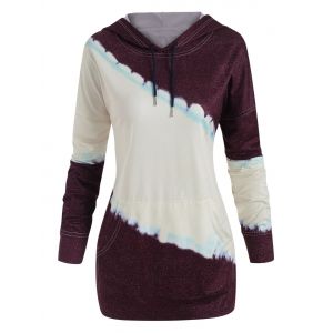 

Drop Shoulder Colorblock Kangaroo Pocket Hoodie, Multi