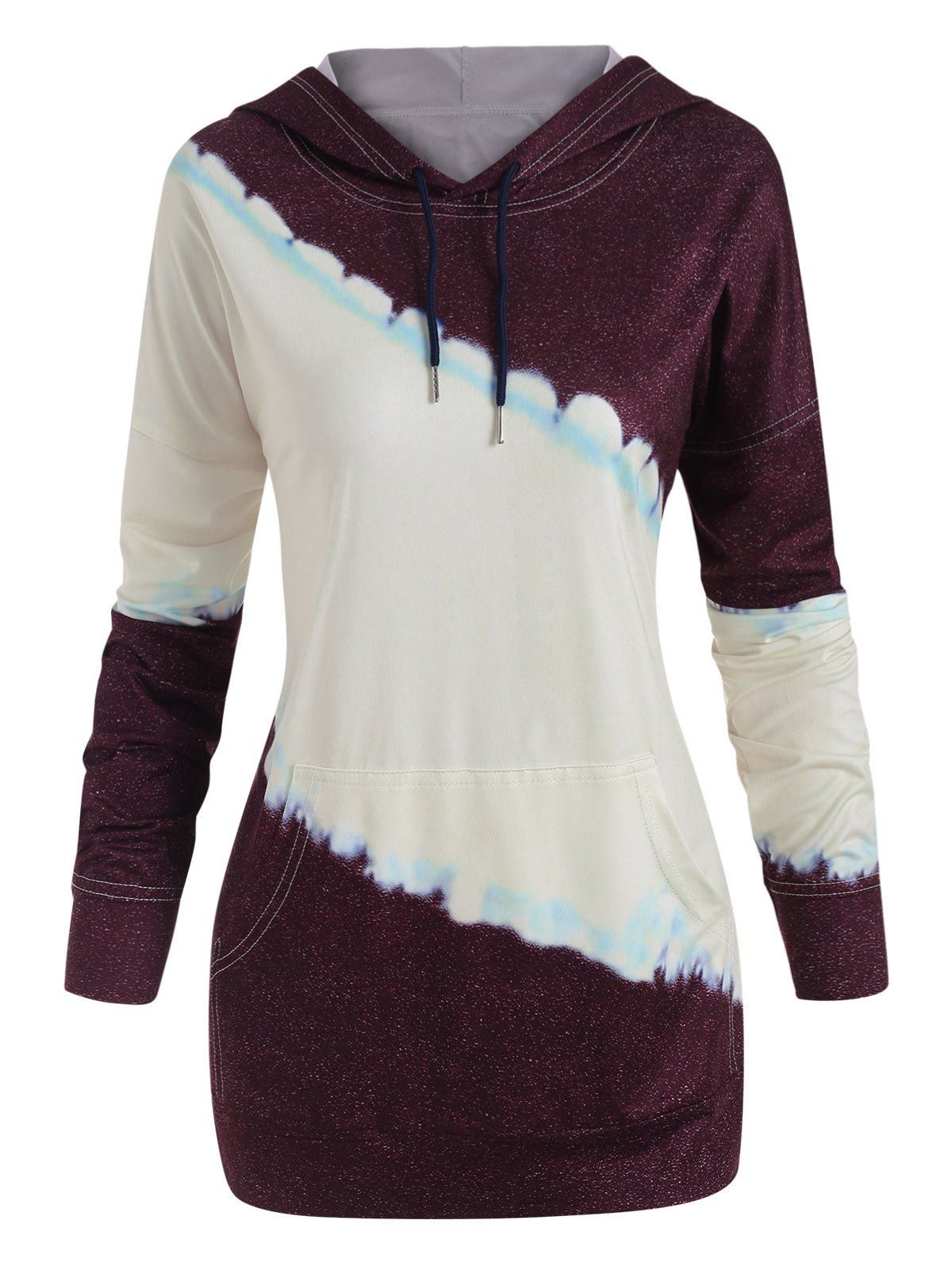 

Drop Shoulder Colorblock Kangaroo Pocket Hoodie, Multi