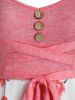 Button Criss Cross Flower Printed Slip Dress -  
