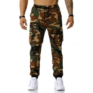 

Drawstring Camouflage Print Cargo Pants, Army green