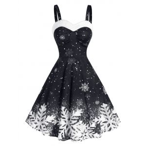 

Ombre Color Snowflake Print Christmas Dress, Black