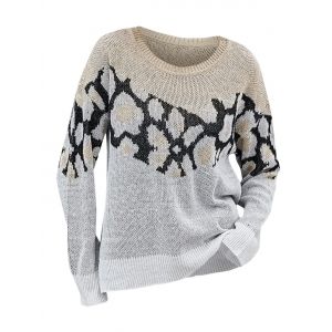 

Drop Shoulder Graphic Side Slit Sweater, White