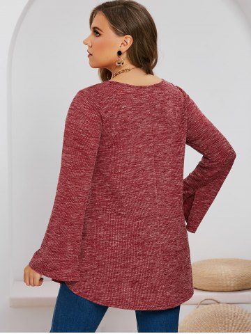 Plus Size Heathered Crisscross Knitted T Shirt