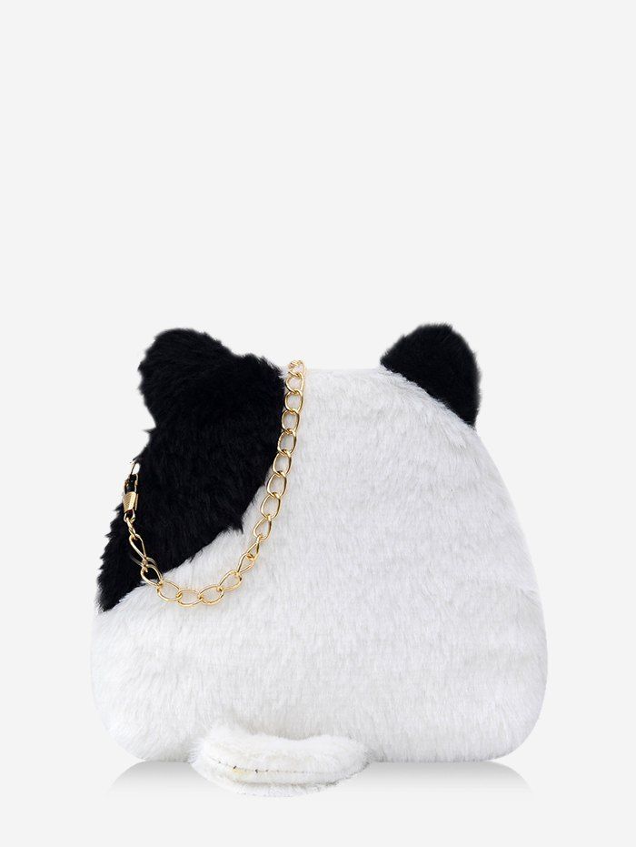 

Animal Pattern Faux Fur Chain Crossbody Bag, Black