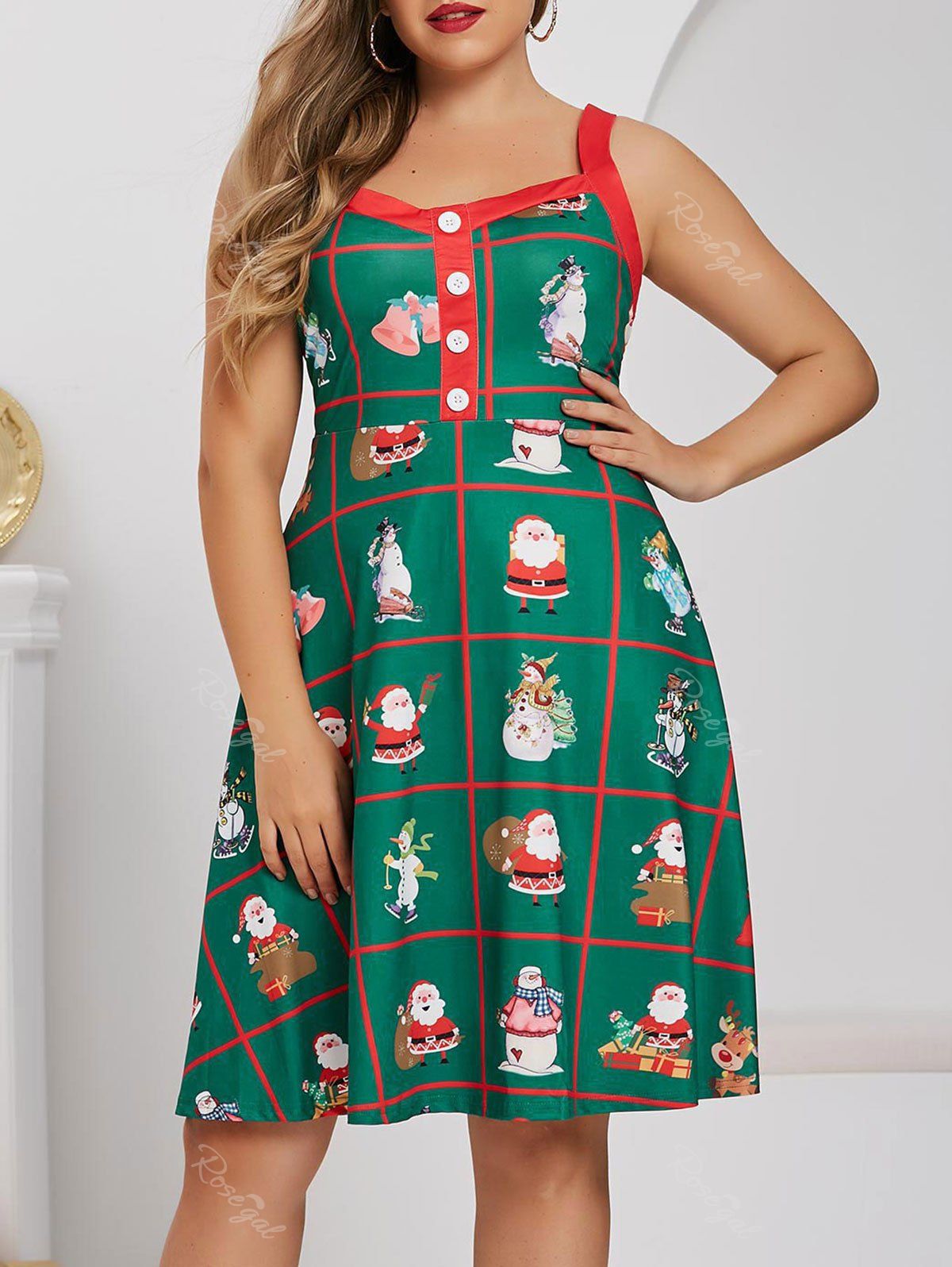 Plus Size Funny Christmas Santa Claus Snowman Vintage Dress [73 OFF