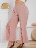 High Waisted Lace Panel Plus Size Boot Cut Pants -  
