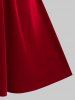 Robe Longueur à Genou Croisée Panneau en Fausse Fourrure de Grande Taille - Rouge L