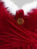 Robe Longueur à Genou Croisée Panneau en Fausse Fourrure de Grande Taille - Rouge L