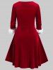 Plus Size Velvet Crossover Faux Fur Panel Knee Length Dress -  