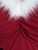 Robe Haute Basse Panneau en Fausse Fourrure de Grande Taille à Lacets avec Œillet - Rouge Vineux 1X