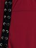 Robe Haute Basse Panneau en Fausse Fourrure de Grande Taille à Lacets avec Œillet - Rouge Vineux 4X