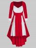 Plus Size High Low Lace Up Velvet Midi Dress -  