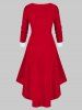 Robe Mi-Longue Haute Basse de Grande Taille à Lacets en Velours - Rouge 1X